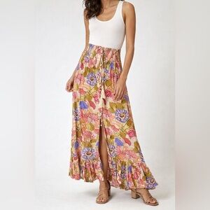Rachel Zoe Floral Maxi Skirt Boho Cottagecore Flowy Romantic  Resortwear M/L